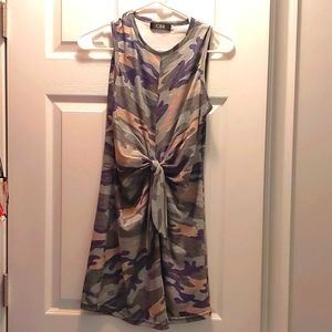 CBR sleeveless Camo front tie mini dress